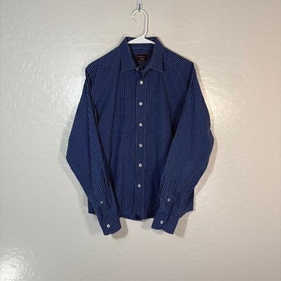UNTUCKit Shirt Mens Medium Blue Triangle Print Button Down Long Sleeve Casual - Picture 1 of 6